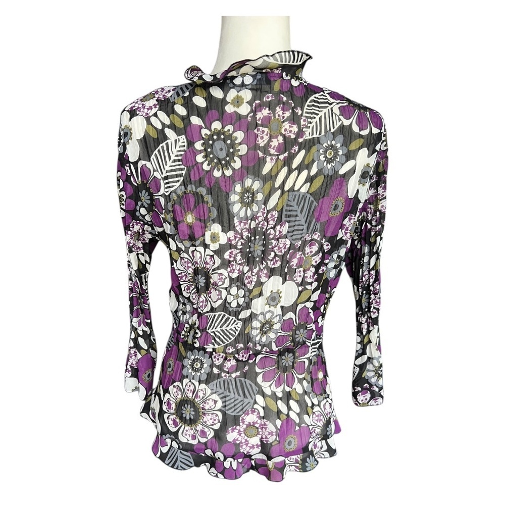 Vintage Y2K Sheer Tie-Front Blouse M - Picture 3 of 4